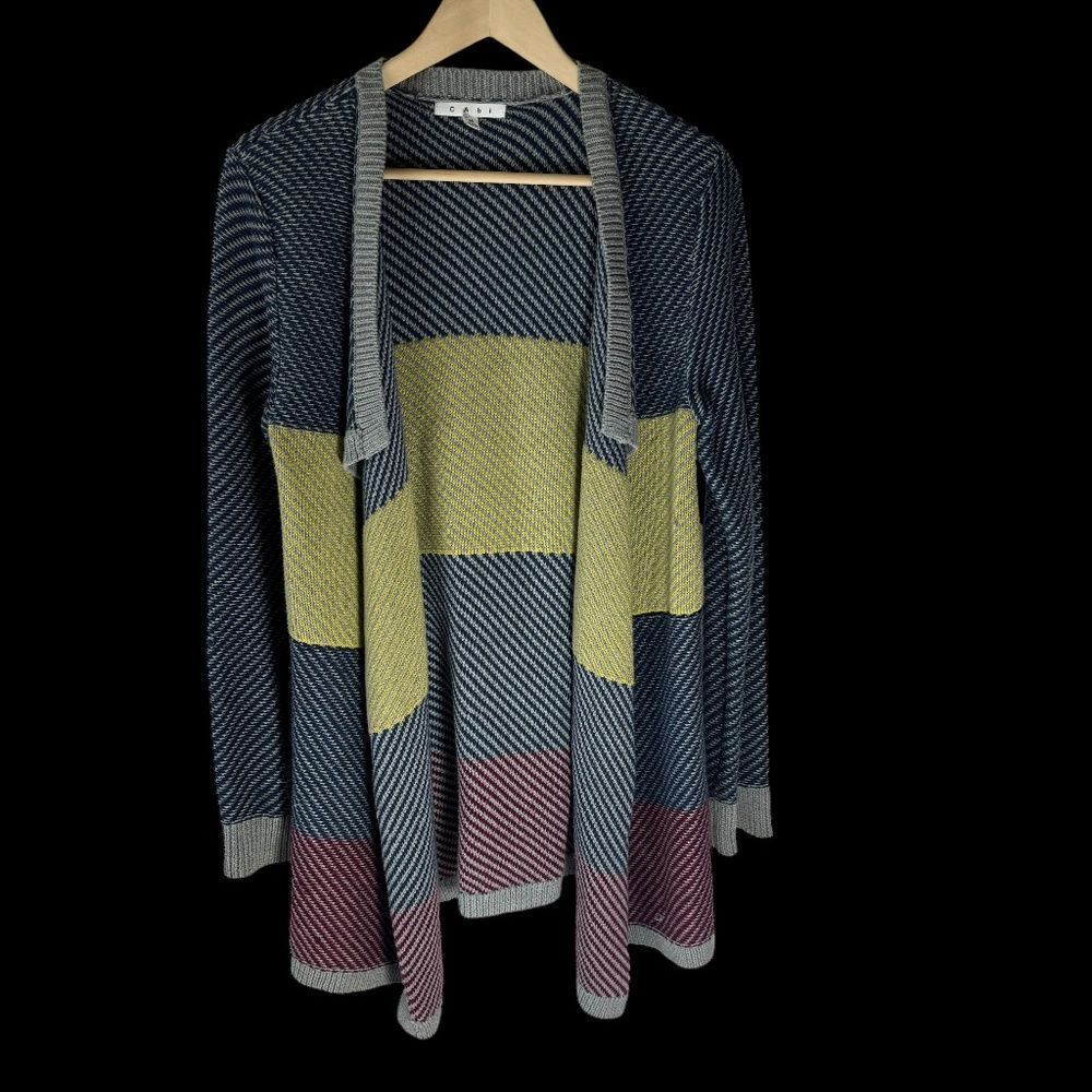 Cabi Waterfall Color Block Open Front Cardigan Sz… - image 3